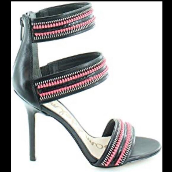 Revolve Sam Edelman Alton Black/Red Zipper leather heel - Picture 2 of 8